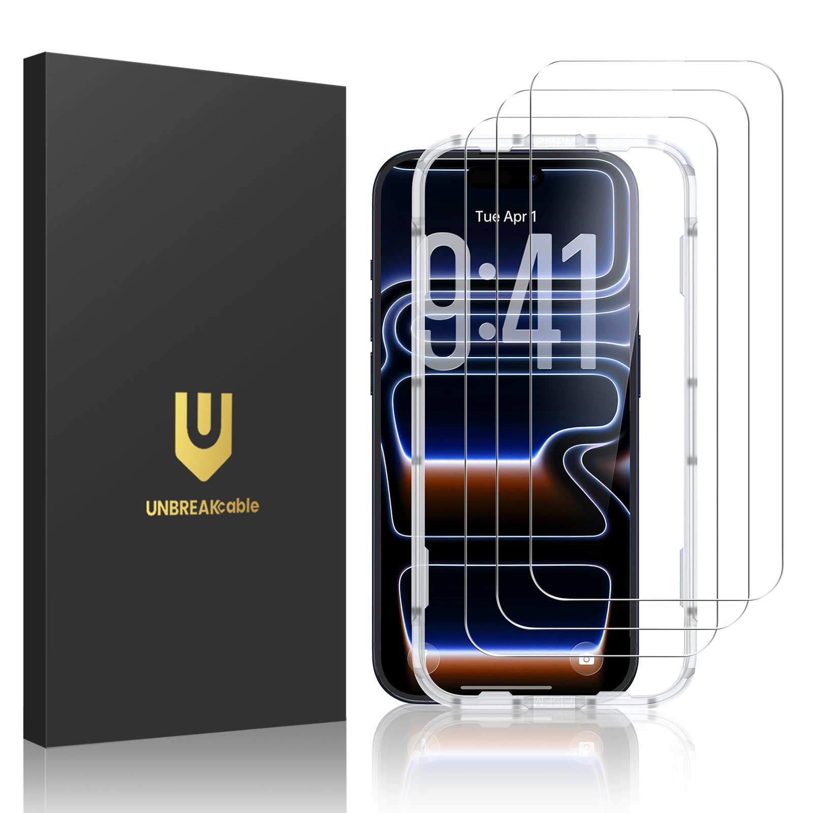 UNBREAKcable 3-Pack Screen Protector for iPhone 17 Pro Tempered Glass | Shatterp