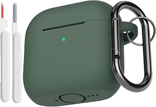 KOKOKA Case Cover for AirPods 5 & AirPods 4 with Cleaner Kit, Deep Green | Soft Silicone Full Body Shock Absorbing Protective Case Compatible with Airpods 5 & Airpods 4th with Cleaning Pen & Carabiner