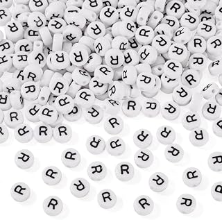 500pcs Flat Round Acrylic Alphabet Beads Opaque White Spacer Beads for Friendship Bracelet Necklace Earrings DIY Jewelry Making, 7x4mm