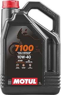 Motul 7100 4T 10W-40 Full Synthetic Motorcycle Oil - Ester Technology - API SP JASO MA2 Wet Clutch Safe - Engine and Gearbox Protection for Street Sport Adventure 4L