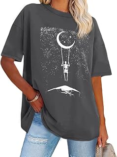 Oversized T-Shirts for Women Summer Short Sleeve Casual Basic Tee Tops Loose Fit Shirts