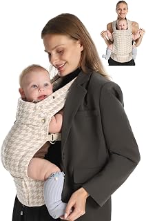 GROWNSY Baby Carrier, Infant 7-44 lbs, with Head Support, Beige Houndstooth | Baby Carriers Newborn to Toddler Lightweight Ergonomic, Easy to Wear Hands Free Infant Carrier for Baby 0-36 Months