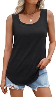 DUOEASE Women's Summer Basic Crew Neck Ribbed Tank Top Elegant Sleeveless Tank Top