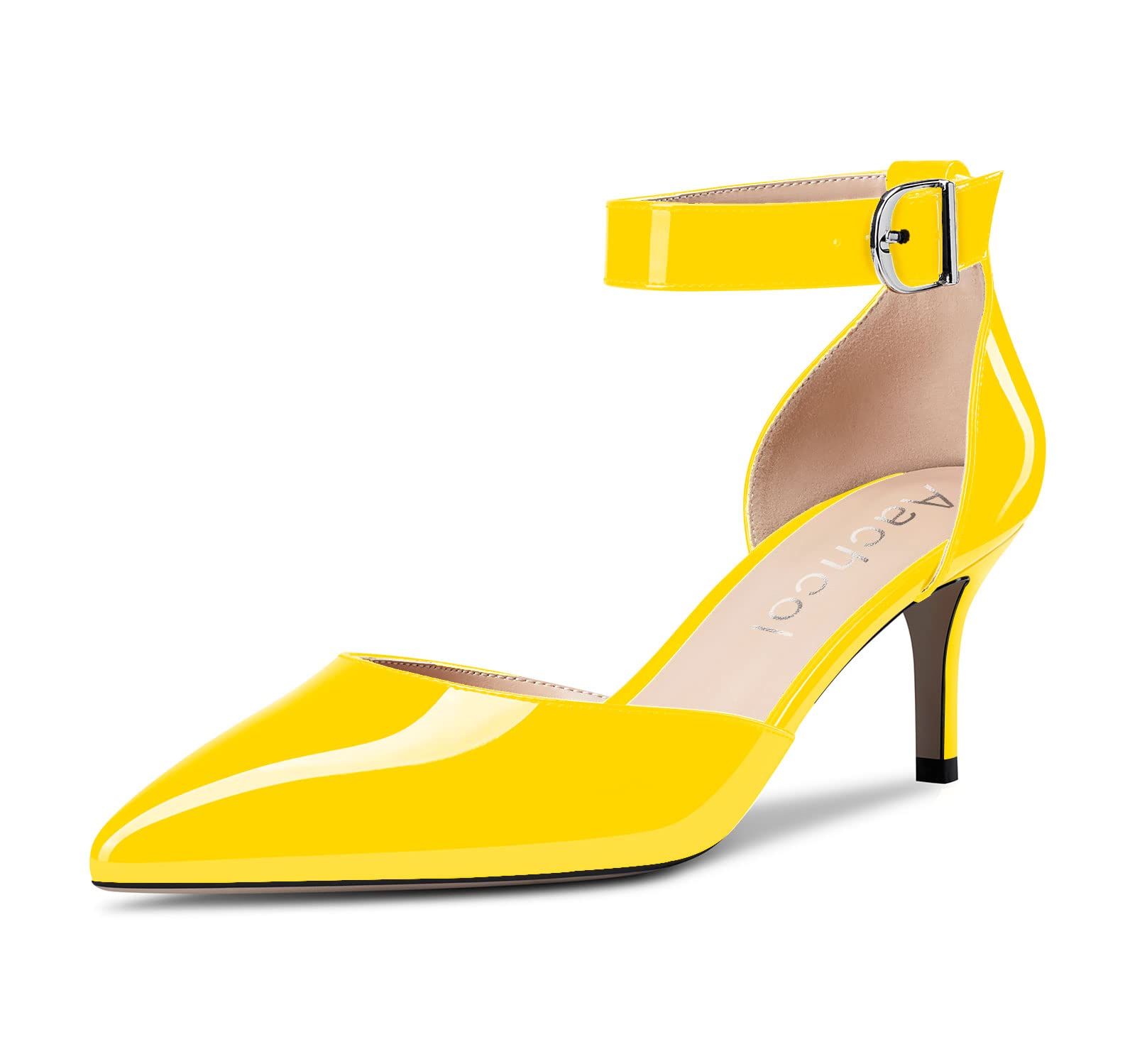 Aachcol Women's Needle Medium Heel Ankle Strap Pumps Pointed Toe Sandals Dress S