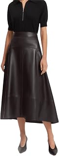 Jild A-Line Leather Skirts for Women - Casual High Waist Midi Length Skirt