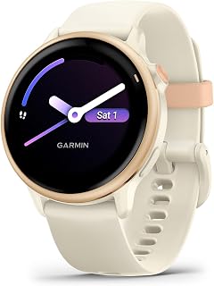 Garmin vívoactive 6, Amazon Exclusive, 42mm GPS smartwatch, AMOLED touchscreen, all-day health monitoring,fitness features,advanced sleep coaching,Music, up to 11 days battery life, Bone/Pink Dawn