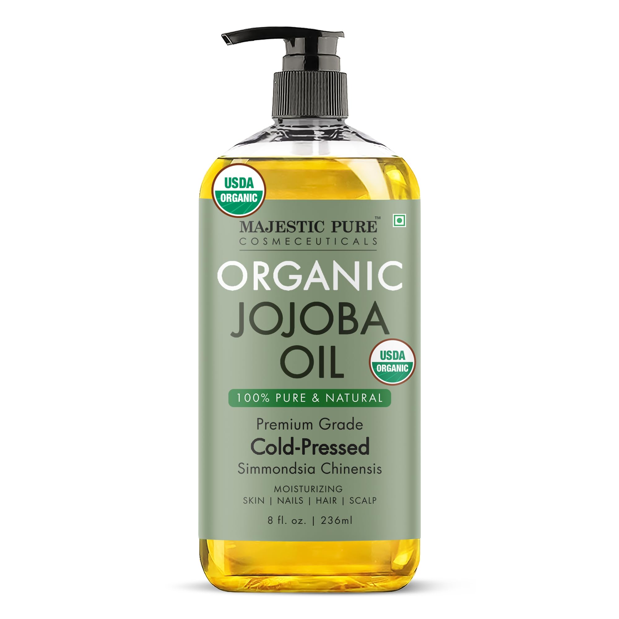 Majestic Pure USDA Organic Jojoba Oil 100% Pure & Natural -8 Fl Oz | Cold Presse