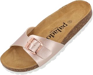 Palado® Malta Women's Sandals | Made in EU | Mules in Many Summer Colours | 1 Strap Sandals with Cork Footbed | Women's Slippers with Leather Outsole