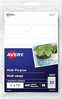 AVERY Print Or Write Multi-Purpose Removable Labels, 1/2" X 1-3/4", 400 Labels (2312)
