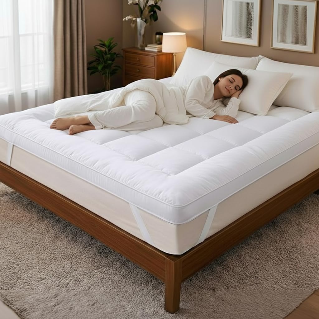 Mattress Topper Double Bed 137x190 cm | 10cm Extra Thick Hotel Quality Microfibe