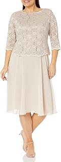 Alex Evenings Women's Faux Sequined Long Tea Dress (Petite and Normal) Special Occasion Dress