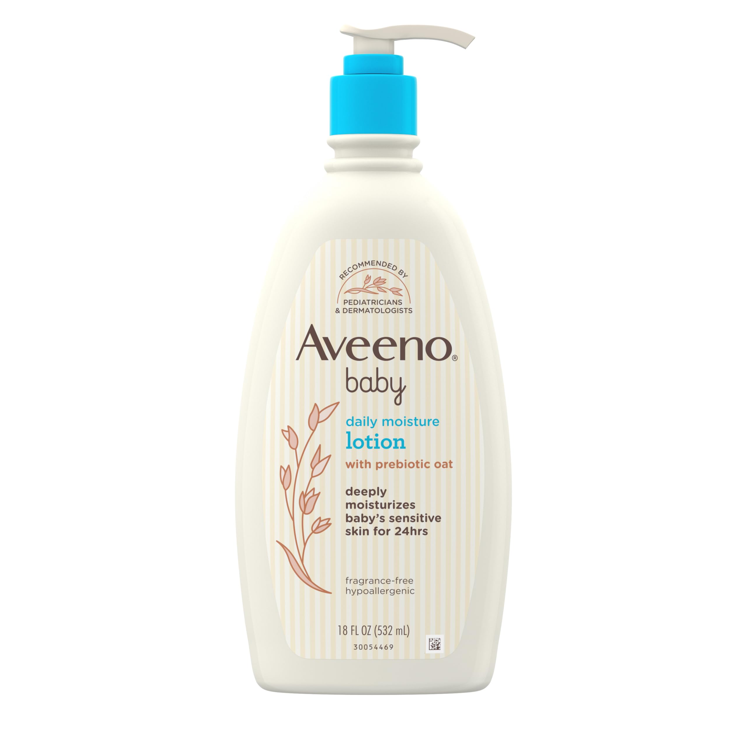 Aveeno Baby Daily Moisture Body Lotion, Fragrance Free, 18 fl. oz | Prebiotic Oa