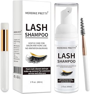 Eyelash Extension Shampoo 60 ml + Brush - Eyelid Foaming Cleanser - Sensitive Paraben & Sulfate Free - Eyelash Wash and Lash Bath for Extensions - Salon Use and Home Care