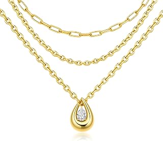 14K Gold Layered Necklace for Women Circle Round Coin Pendant