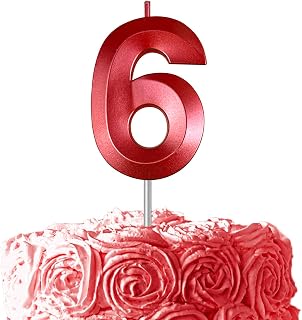 Red Birthday Number 6 Candles for Wedding Party Cake Decorations