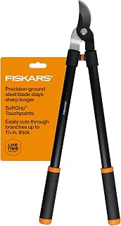 Fiskars 28” Garden Bypass Loppers, Tree Trimmer with 1.5" Cut Capacity | Heavy-Duty Tree Trimmer with Low-Friction Steel Blades That Stay Sharp, SoftGrip & Shock-Absorbing Bumpers for Comfort