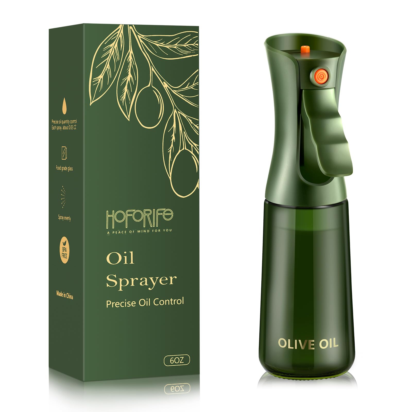 Glass Olive Oil Sprayer for Cooking (GREEN, 225ml)