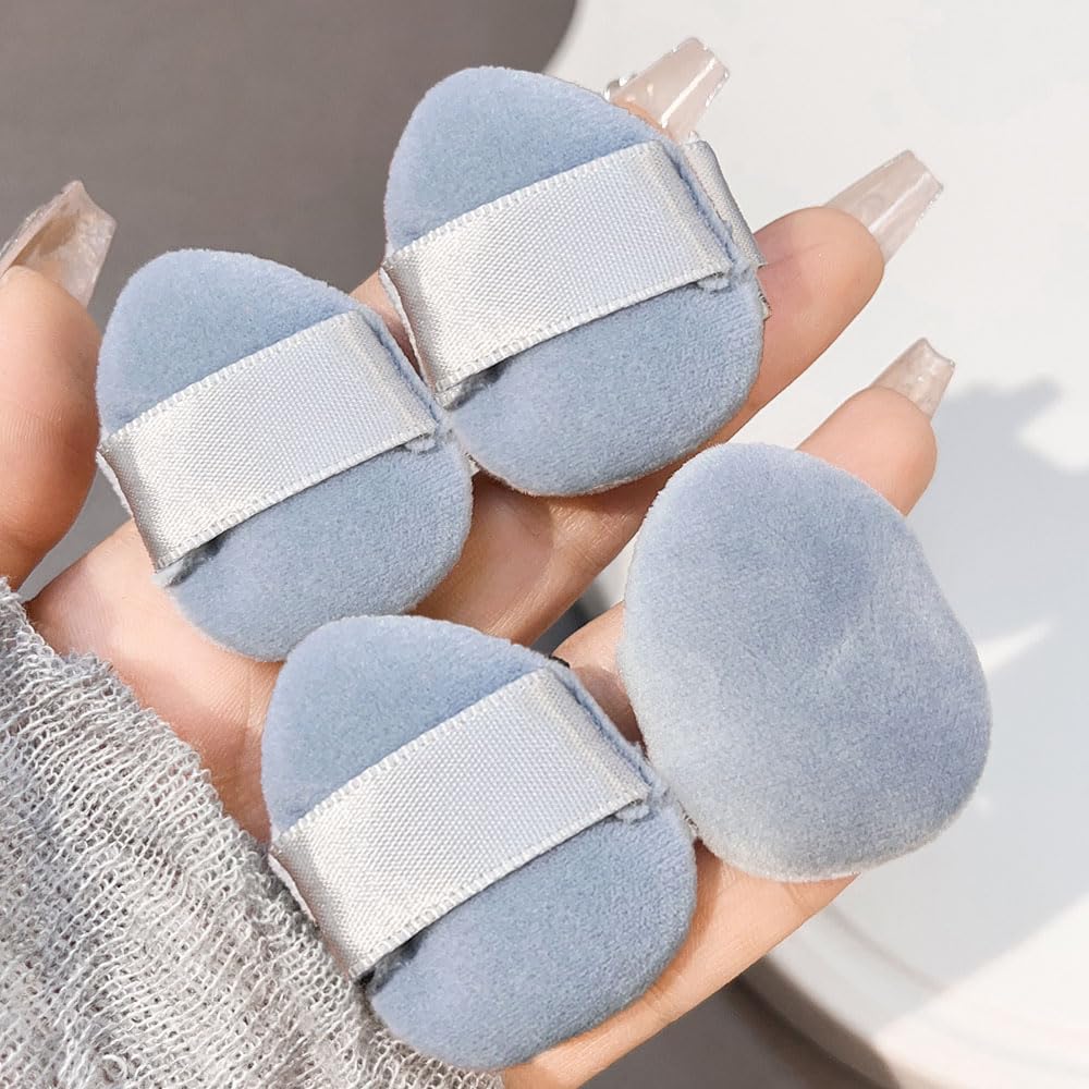 4 Pieces Velvet Triangle Sponge Powder Mini Finger Sponges Facial Makeup Sponges