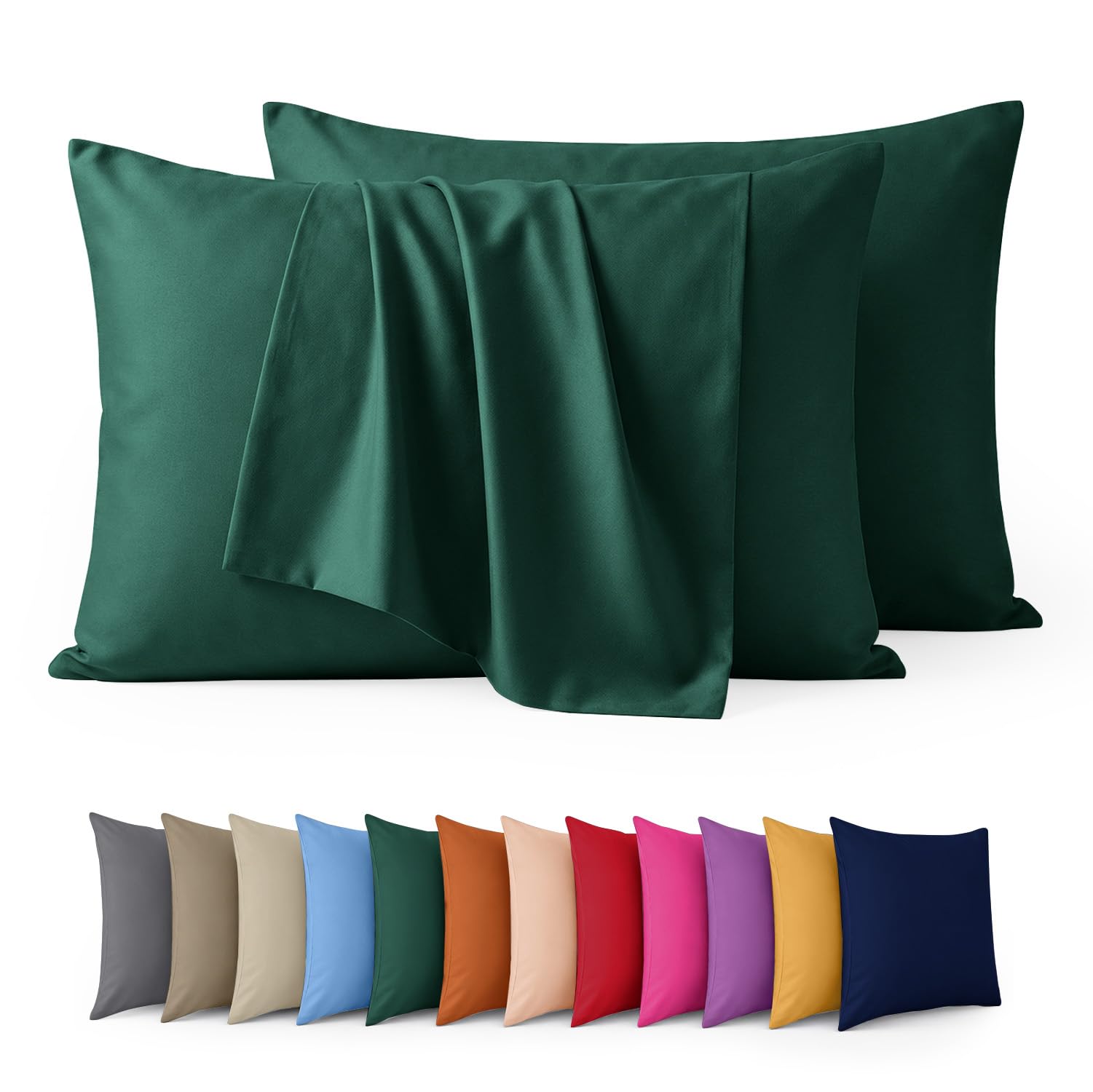 Aspire Homeware Pillow Cases 2 Pack – 100% Brushed Microfiber Emerald Pillowcase