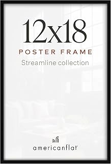 Americanflat 12x18 Poster Frame with Polished Plexiglass - Streamline Collection - Thin Border Picture Frame for Wall Display - Hanging Hardware Included - Black