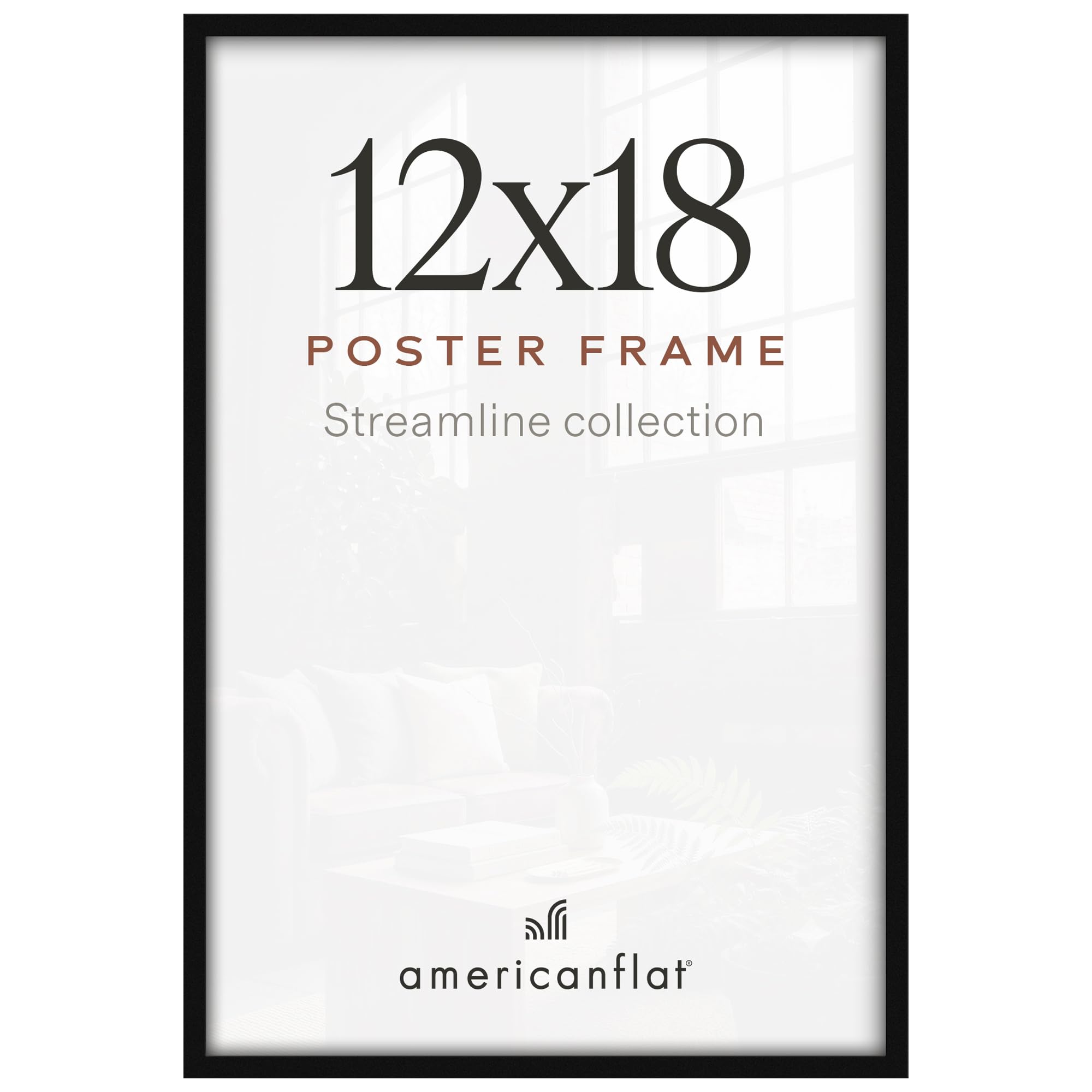 Americanflat 12x18 Poster Frame with Polished Plexiglass - Streamline Collection