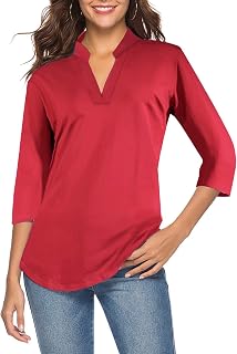 CEASIKERY Women's V-Neck Tunic Blouse Casual Shirt