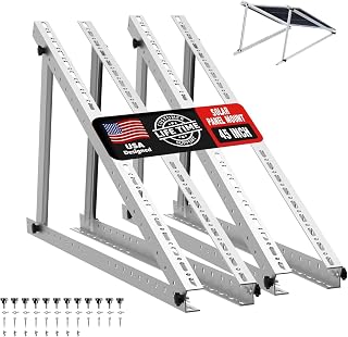 Solar Panel Mount Brackets, 45 inch Aluminium Adjustable Solar Panel Mount | Adjustable with Foldable Tilt Legs, Suitable for 2-4pcs 180 200 300 400 500 Watt Solar Panel for Roof, RV, Boat, and Off-Grid