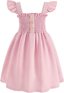 JEELLIGULAR Toddler Dress Ruffle Sleeveless Button Down Dress for Toddler Girl Dress Summer Beach Casual A-line Sundress