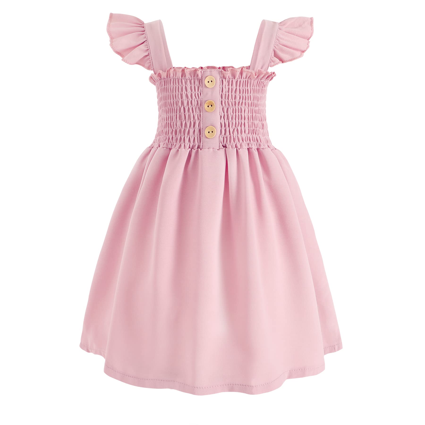 JEELLIGULAR Toddler Dress Ruffle Sleeveless Button Down Dress for Toddler Girl D