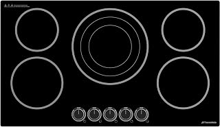 ThermoMate 36 Inch Electric Cooktop, 5 Burners Knob Control Built-in Ceramic Cooktop, 30" Radiant Electric Stove Top of 9000W with 9 Heat Levels, Hot Surface Indicator, 220-240v, Hard Wired