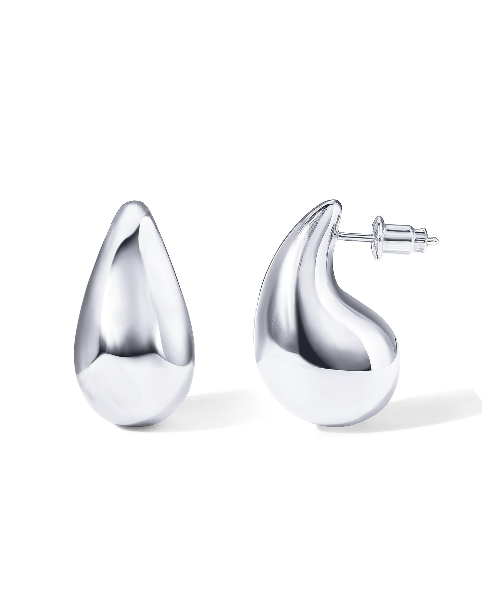 PAVOI 14K Gold Plated 925 Sterling Silver Post Teardrop Chunky Hoop Earrings | L