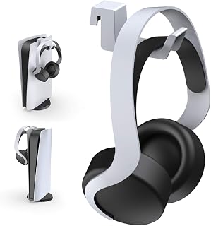 NexiGo Headphone Holder for PS5, [Minimalist Design] Mini Headphone Hanger with Supporting Bar, for Sony PlayStation 5 Gaming Headset, White