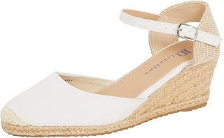 Lora Dora Women's Summer Sandals - Wedge Heel with Jute Rope - T-Strap, Light brown with memory foam