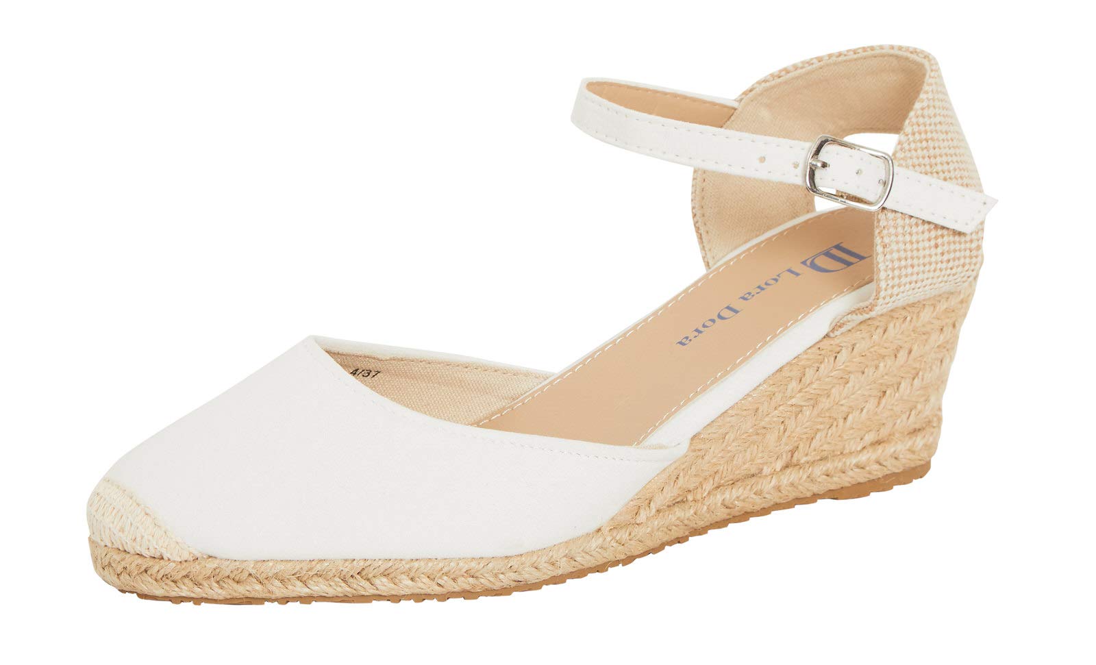 Lora Dora Women's Summer Sandals - Wedge Heel with Jute Rope - T-Strap, Light br
