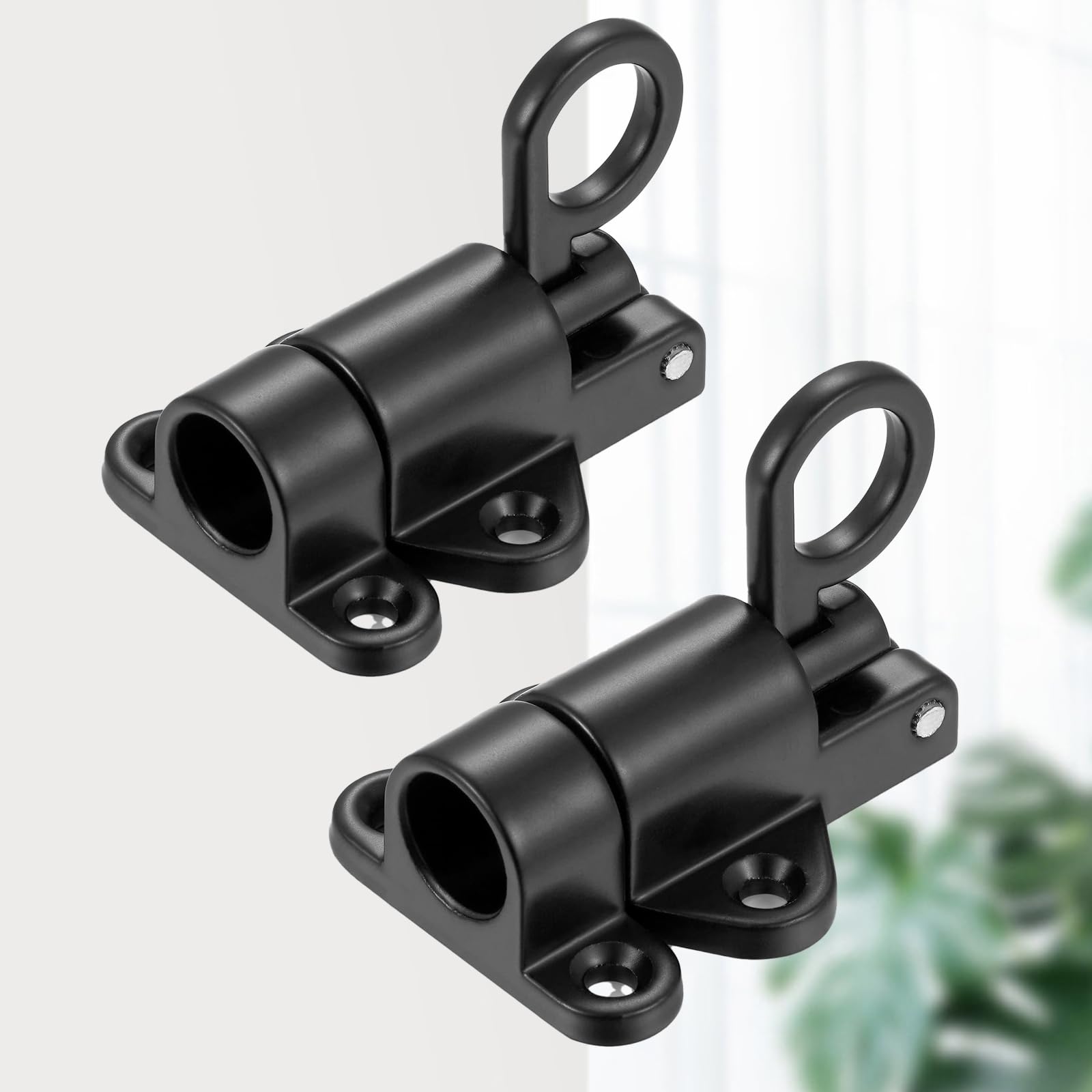 2 Pack Black Aluminum Alloy Door & Window Latch Self-Closing Hardware for Home &