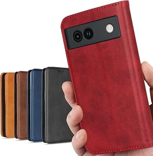 iCoverCase Google Pixel 8A Case Notebook Type Case Au SIM Free Softbank Compatible with All Pixel 8A Cover Pixel 8A Smartphone Case Pixel 8A Case Wallet Type Applicable Case iCoverCase Magnet Card Case Smartphone Case Mobile Cover Card Holder Stand Calm Color Retro Red