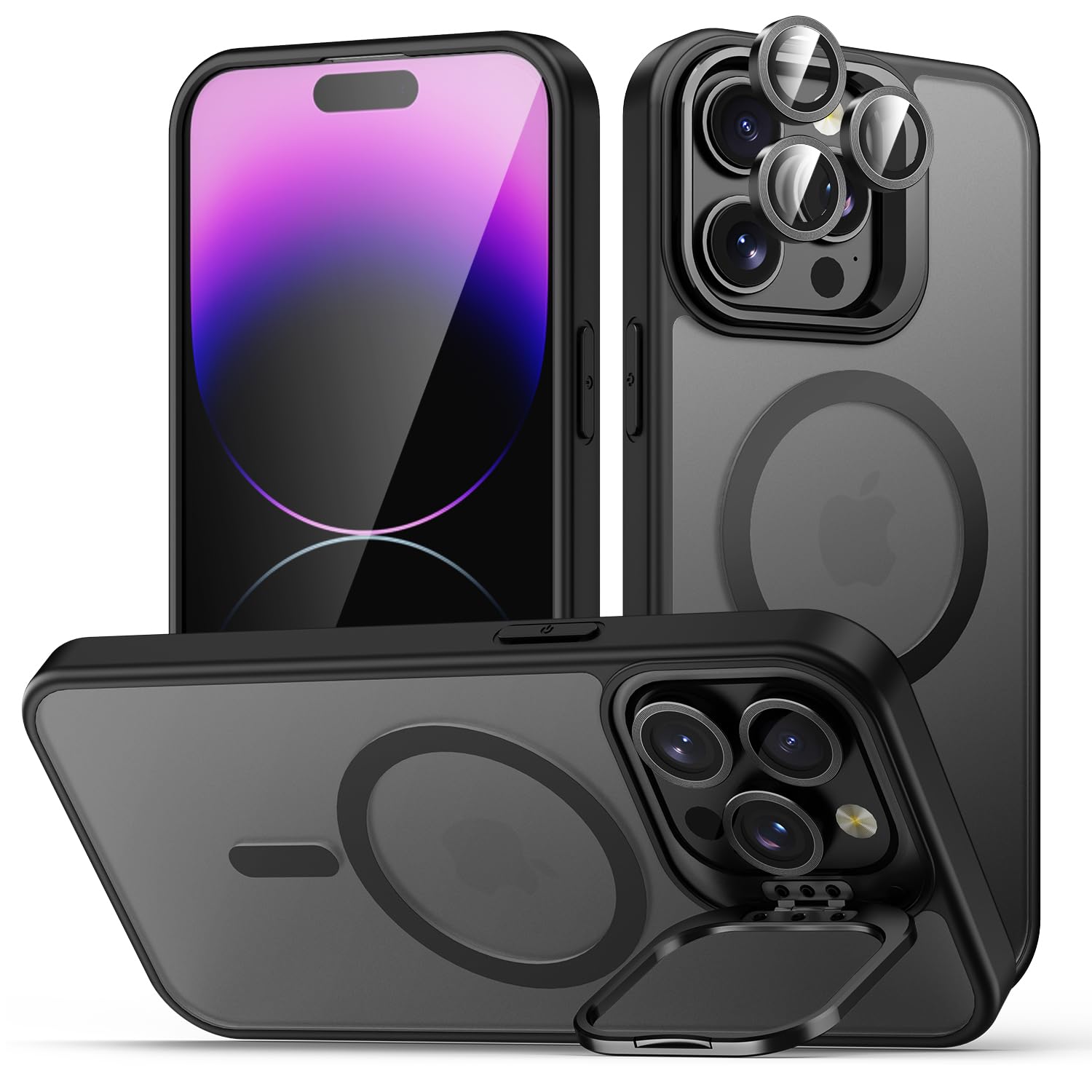 TOBOVON for iPhone 14 Pro Case, Compatible with MagSafe，Built-in Camera Ring Sta