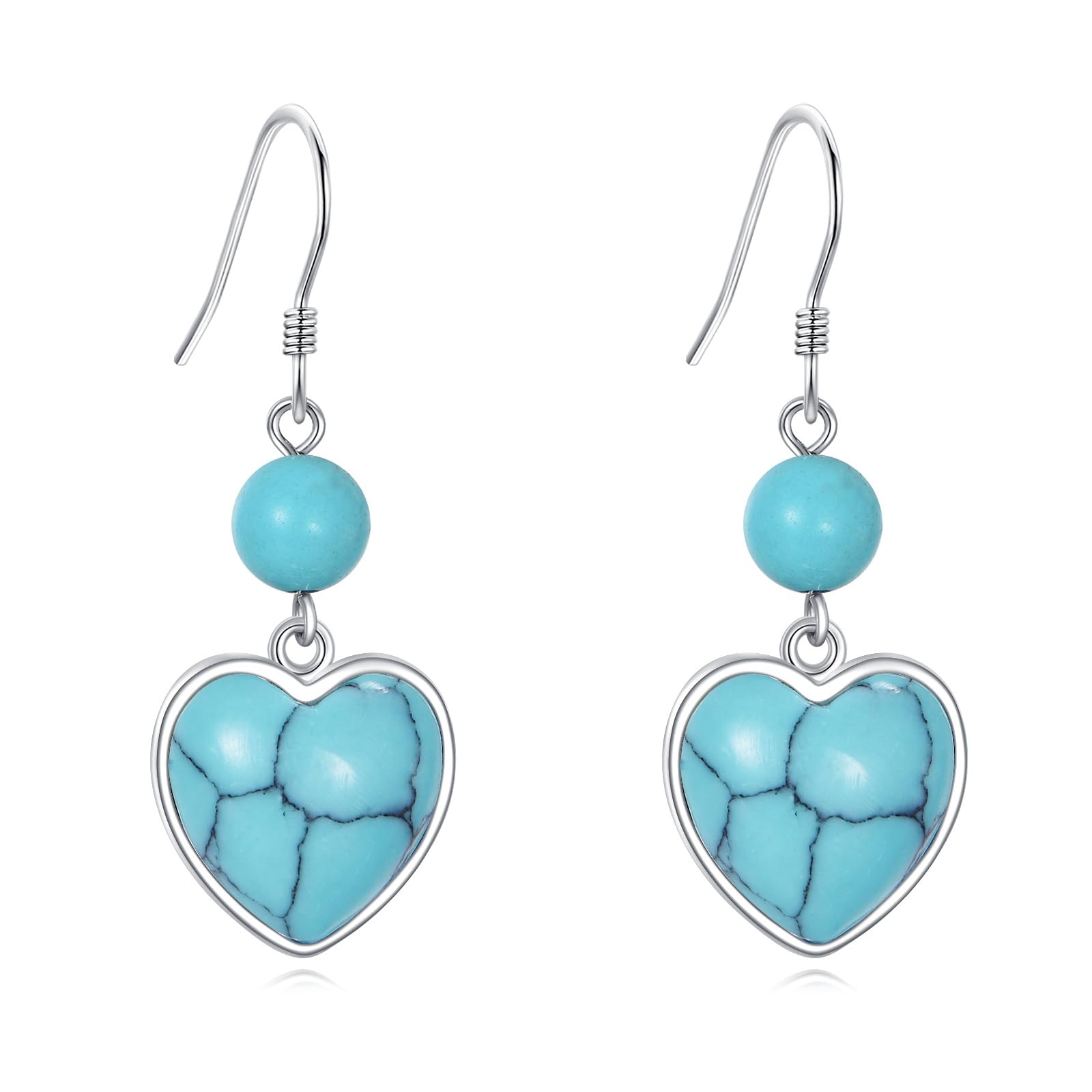 AOBOCO Turquoise Dangle Earrings Sterling Silver Western Bohemia Jewelry