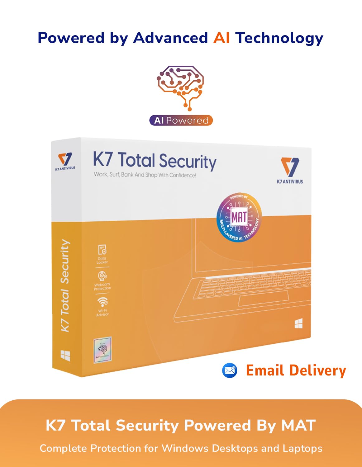 K7 Total Security Antivirus 2026 for Windows laptop/pc |1 User, 3 years|Antiviru