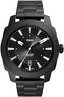 FOSSIL Machine Watch for Men, Quartz Three Hand Date Movement with Stainless Steel or Leather Strap