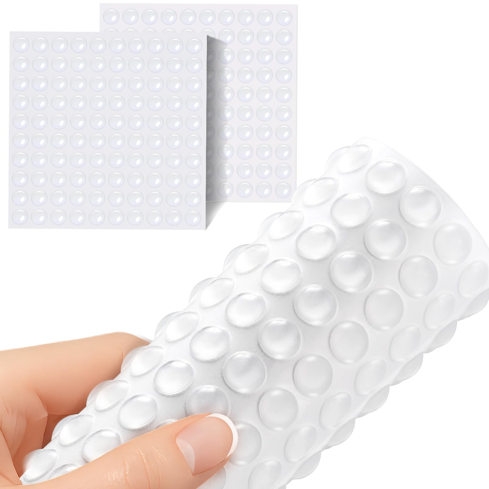 Juminiz 200 Pieces Cabinet Door Bumpers, 0.4inch Round Silicone Clear | Self Adh