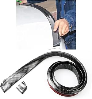 JOYCOURT Car Rear Spoiler Roof Lip Kit, CarbonFiber 3D Rubber Trunk Spoiler | Roof Spoiler Wing Trim Strip, Cool Car Decoration, Universal Punch-Free Vehicle Exterior Accessory Sticker for Bumper