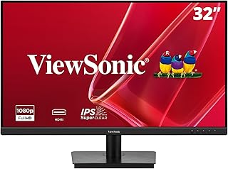 ViewSonic VA3209M 32 Inch 1080p IPS Computer Monitor, Full HD, HDMI VGA, PC | Frameless Design, Dual Speakers, Home Office, Desktop, Laptop, Work, Study, Daily Tasks, Wide Viewing Comfort, Built-In Sound
