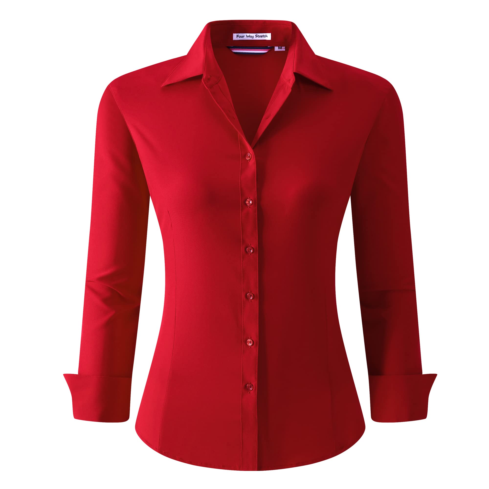 Alex Vando Womens Dress Shirts Long Sleeve Wrinkle Free Fitted Solid Color Stret
