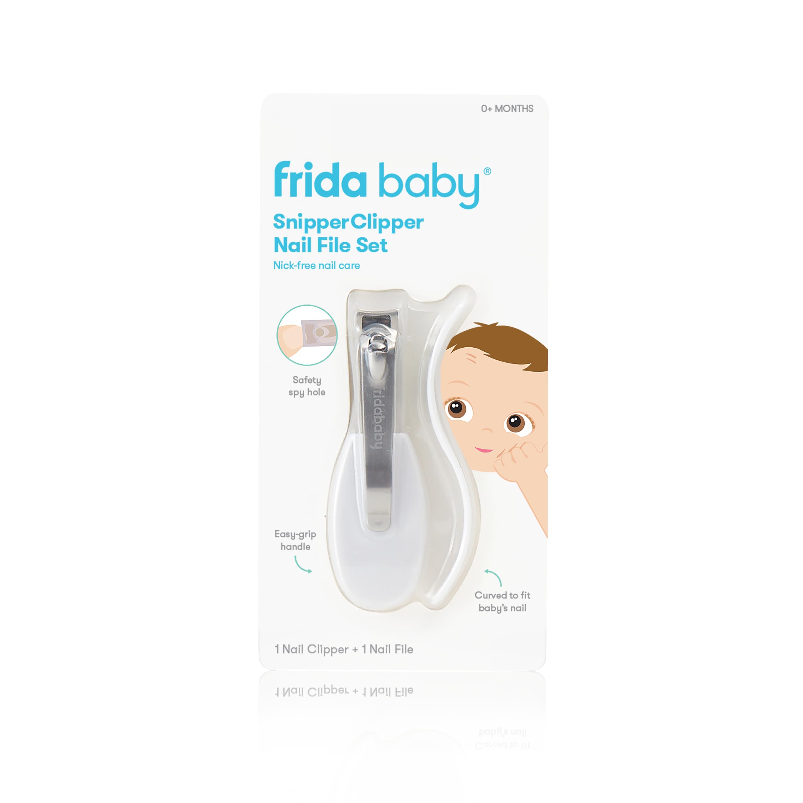 Frida Nail Clippers, File & Buffer for Newborns and Up | Safety Spyhole, Nickel 