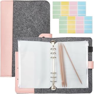 INFUNLY A Set of Felt Circular Knitting Needle Case 10×7" Knitting Needles Storage Organizer Knitting Needle Holder Crochet Hooks with 15pcs Binder Pockets 10pcs Label Paper for Collecting Sorting