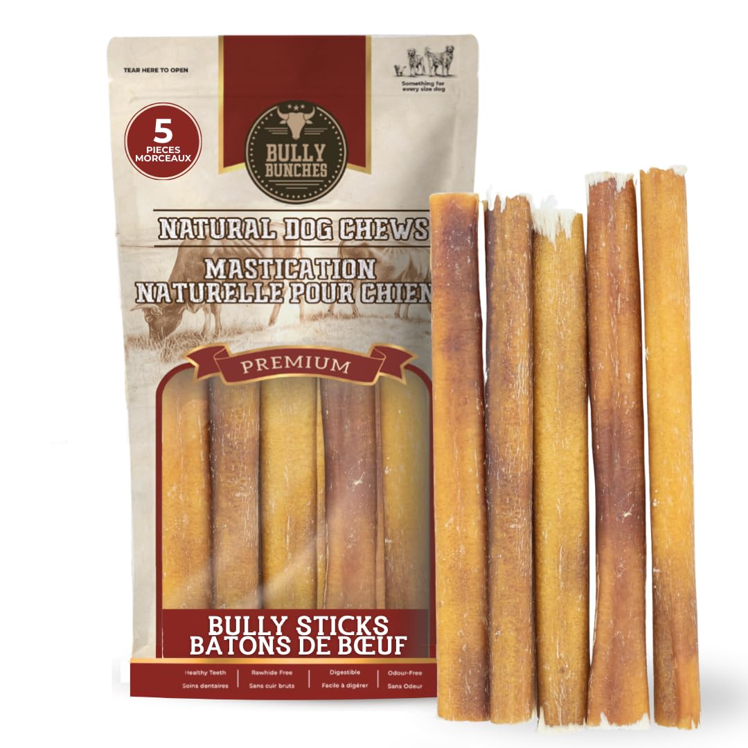 Bully Bunches Premium (6" Standard - 5 Pack) Odour-Free, Consistently Sized Bull