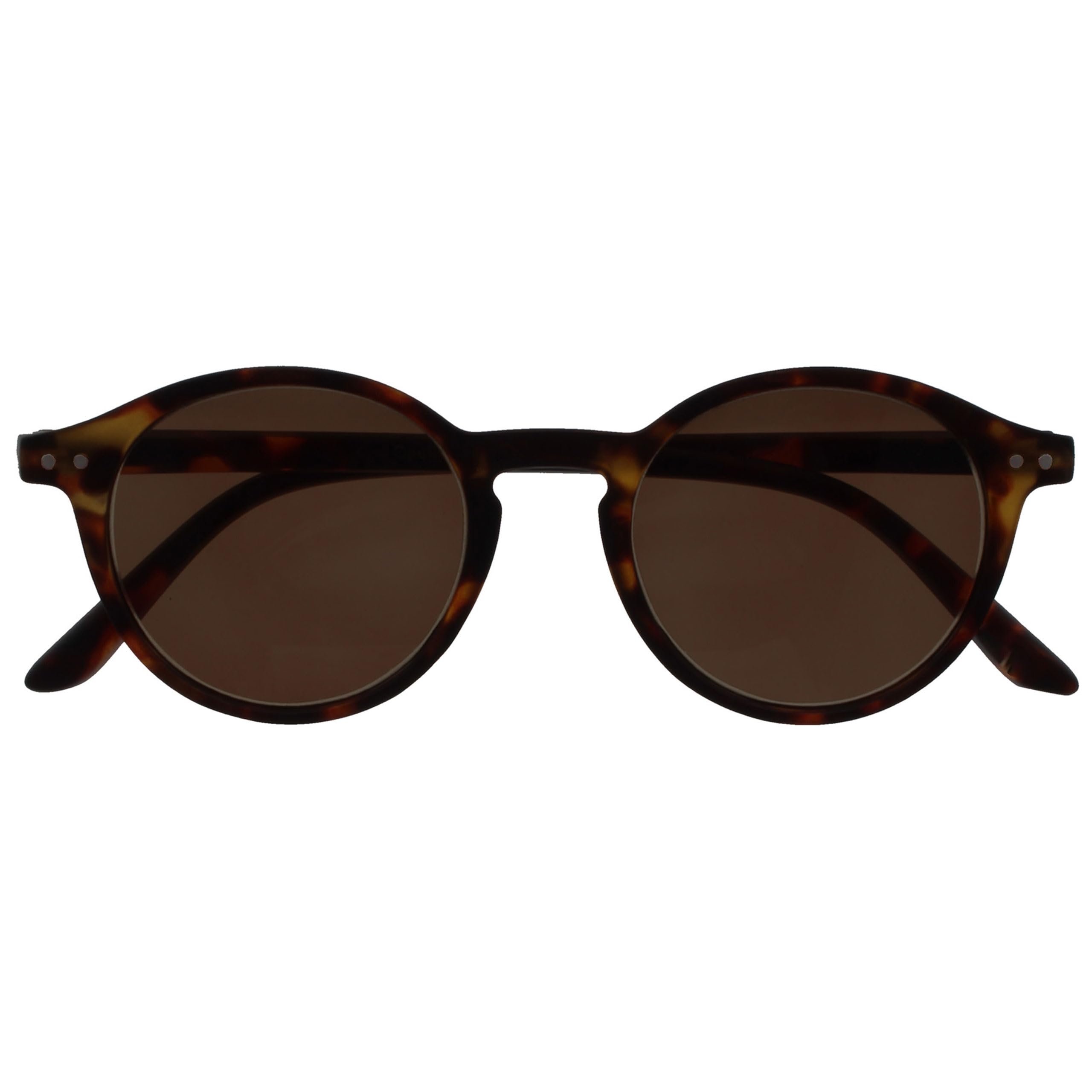 OPULIZE Rey Reading Glasses with Sun Lenses – Retro Round Frame – Matt Brown Tor