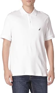 Nautica Men's Classic Fit Short Sleeve Solid Soft Cotton Polo Shirt Shirt, Bright White, Medium