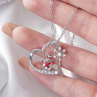 Snowman Heart Pendant Necklace